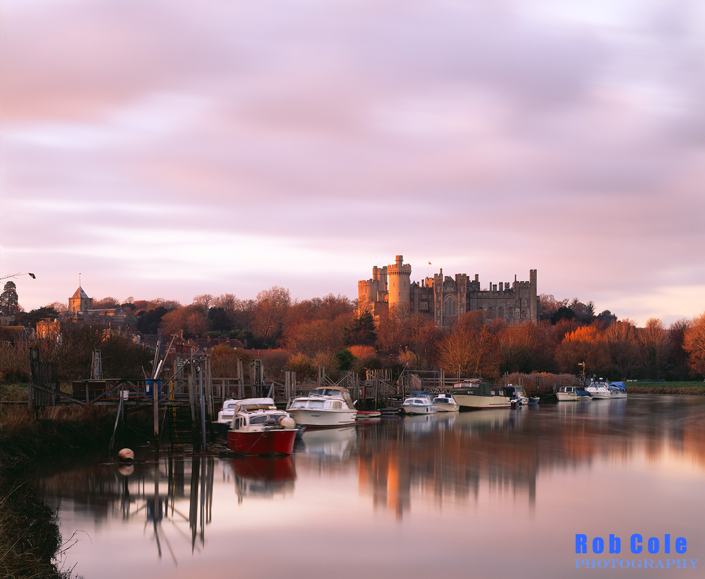 An overcast winter sunset on the River Arun