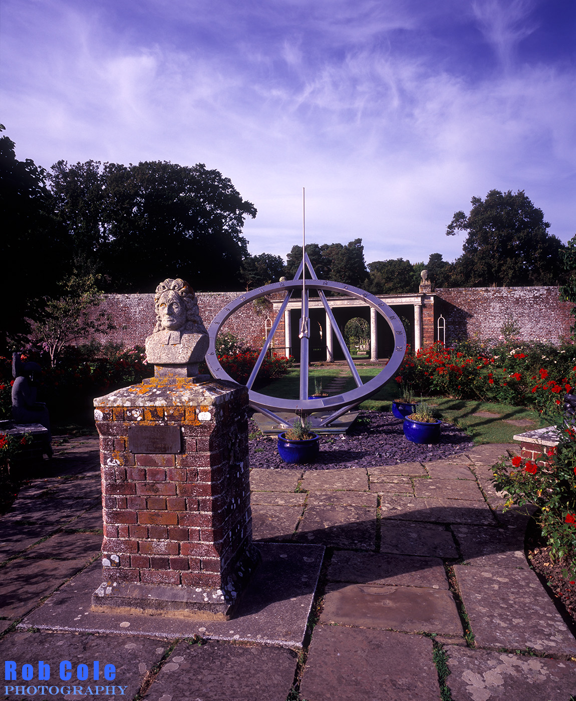 A bust of Astronomer Royal John Flamsteed and the Tercentenary sundal at Herstmonceux