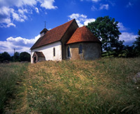 The tiny Norman church at Upwaltham